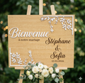 Panneau Bienvenue à notre mariage gravé | L'Atelier Gravure Nice