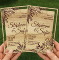 Carte d'invitation mariage gravée sur bois | L'Atelier Gravure Nice