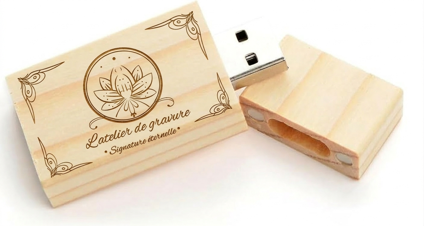 Clé USB en bois gravée personnalisée