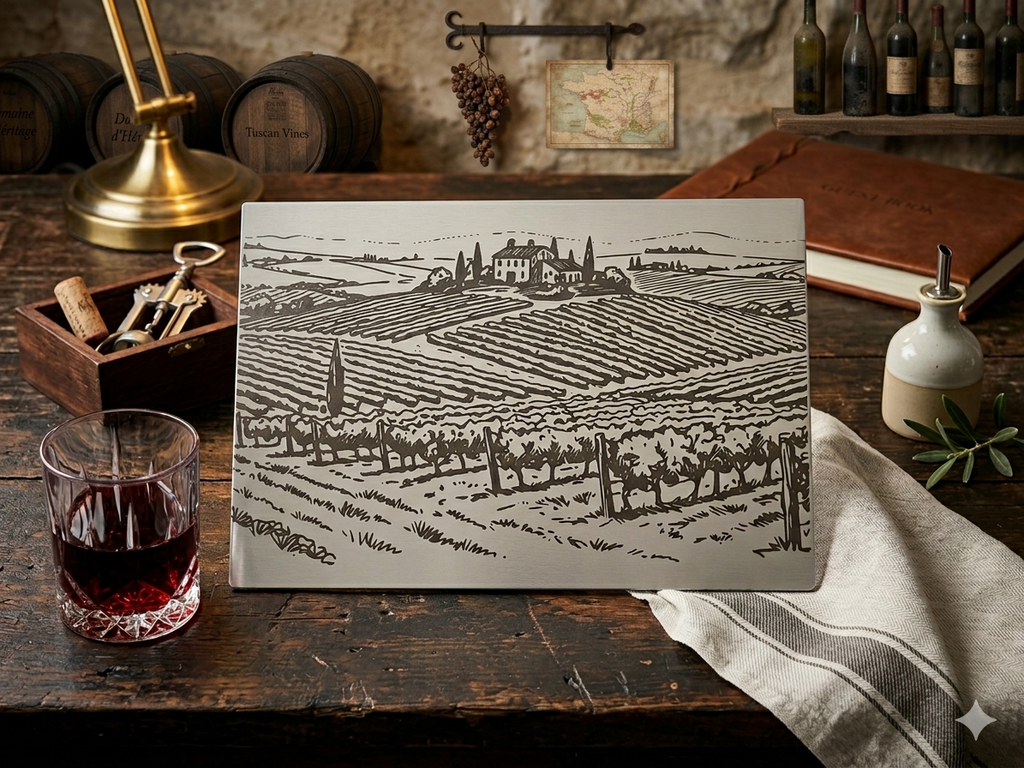 Miroir gravé au laser — Vigne Toscane | Format A4