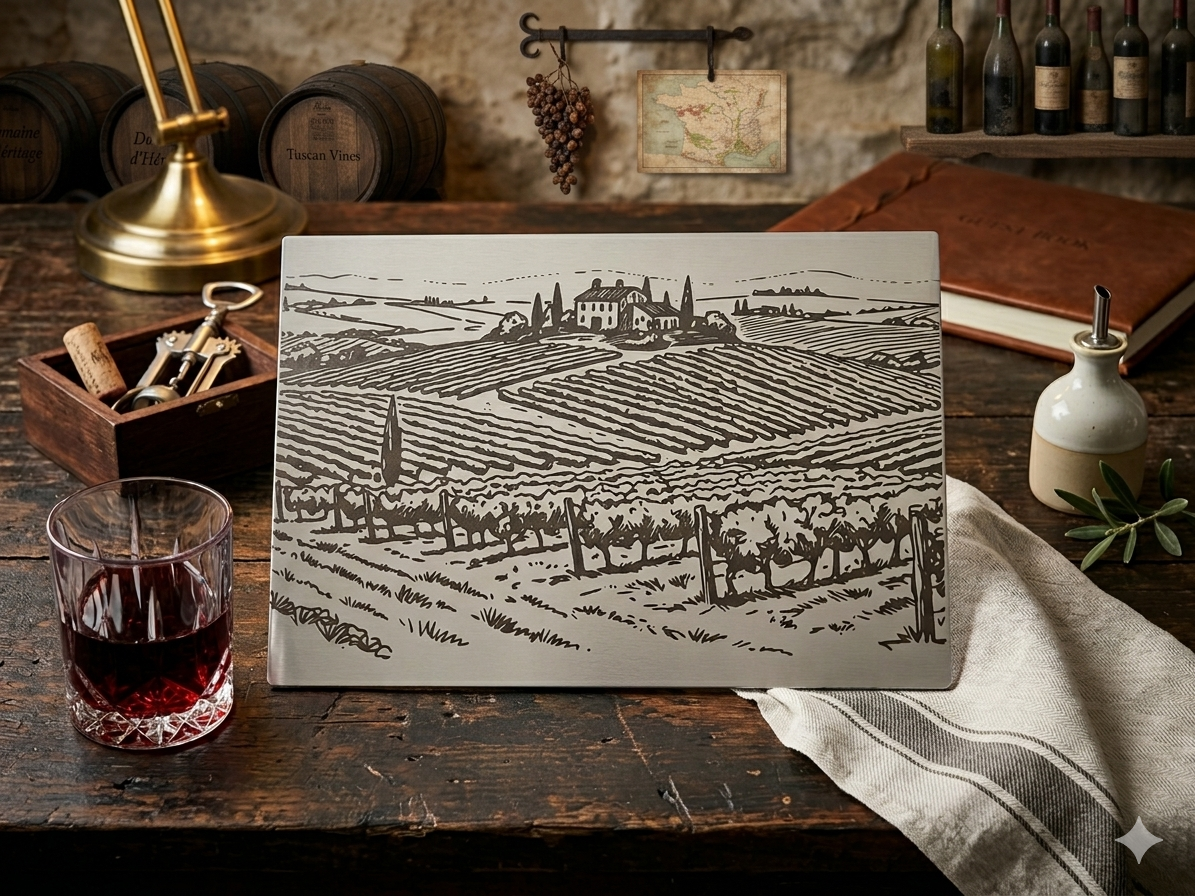Miroir gravé au laser — Vigne Toscane | Format A4